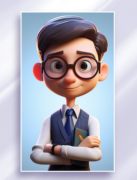 3D可爱风皮克斯风格人物肖像头像白领办公室职员男孩男性1