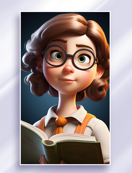 3D可爱风皮克斯风格人物肖像头像教师老师女性女孩2