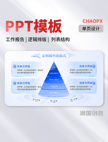 PPT单页工作报告商业计划书逻辑排版列表结构模板图文排版蓝色