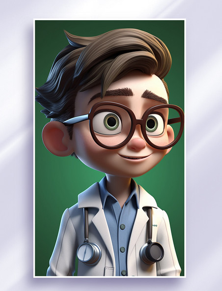3D可爱风皮克斯风格人物肖像头像医生护士医药研发男孩男性2
