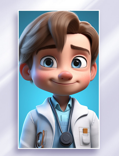 3D可爱风皮克斯风格人物肖像头像医生护士医药研发男孩男性1
