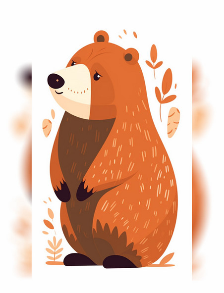 拟人卡通2d平面棕熊动物