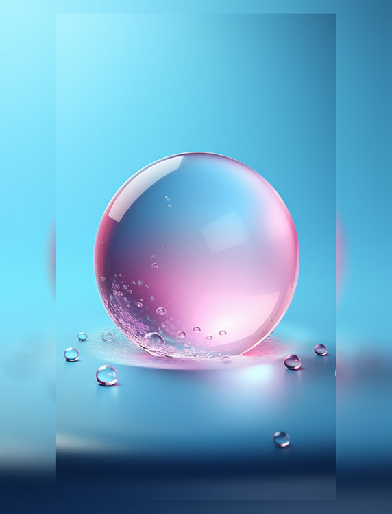 美妆水珠蓝色粉色美业