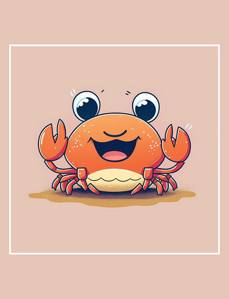 拟人卡通2d平面螃蟹大眼睛