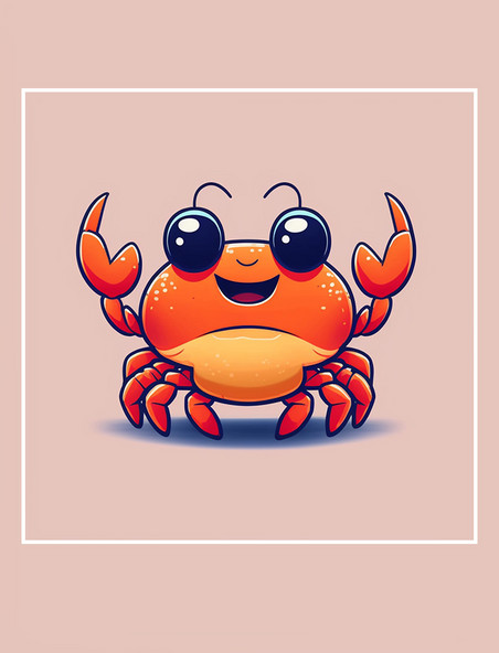 可爱螃蟹拟人卡通2d平面动物