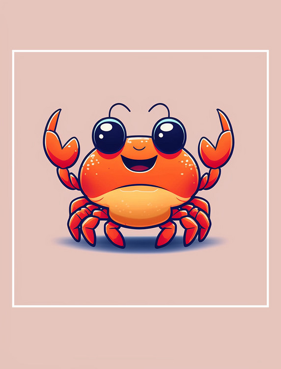 可爱螃蟹拟人卡通2d平面动物