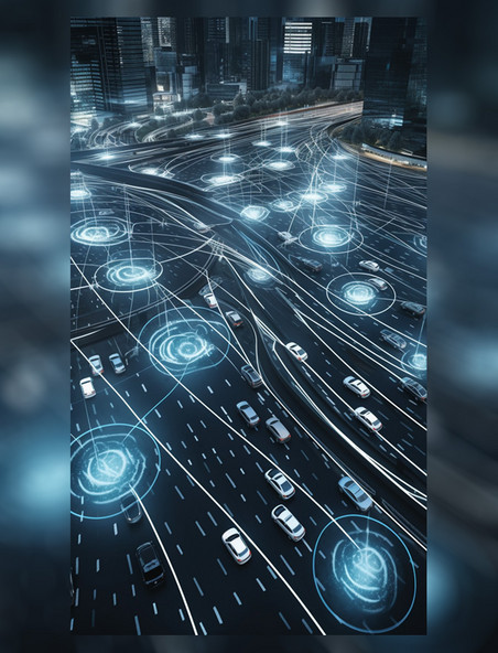 智能驾驶科技全息汽车数字化俯视图