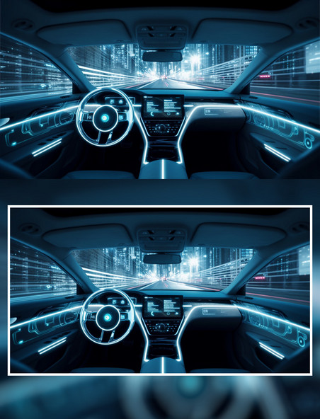 智能驾驶科技全息汽车内部无人数字化
