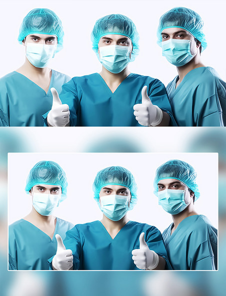 身穿手术服医生人像合影团队团体医疗