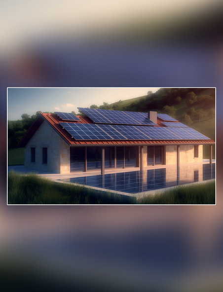 太阳能光伏板新能源电池板清洁能源摄影图