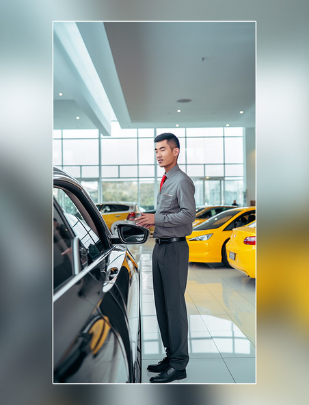 男销售汽车行业4S店的汽车销售人员摄影图