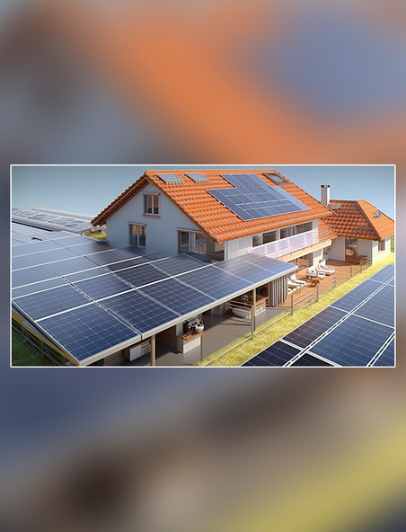 别墅光伏板太阳能新能源电池板清洁能源摄影