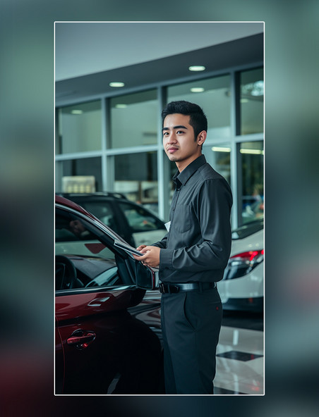 销售汽车行业4S店的汽车销售人员摄影图