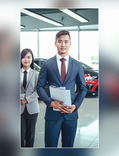 汽车销售人员汽车行业男销售4S店的汽车销售人员摄影图