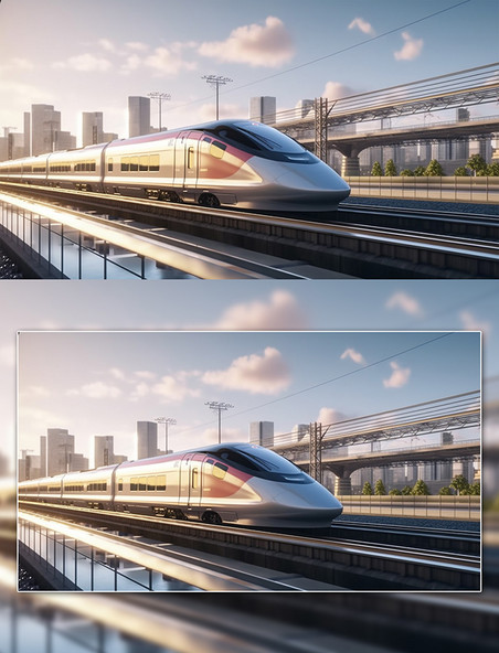 高速列车动车摄影图交通工具
