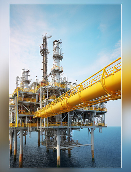 摄影图高清摄影海上石油天然气加工厂然气石油工业