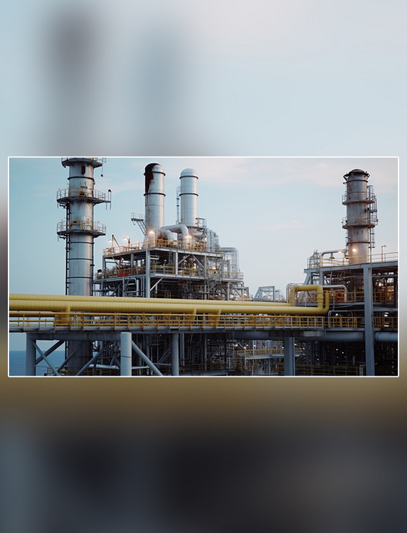 海上石油天然气加工厂然气和石油工业摄影图