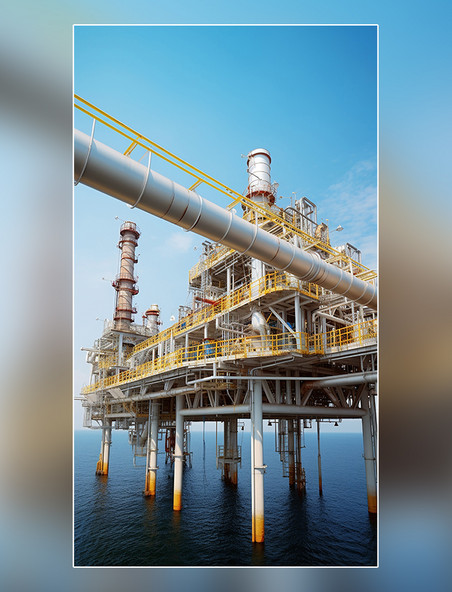 蓝天白云参观海上石油天然气加工厂然气和石油工业摄影图高清摄影