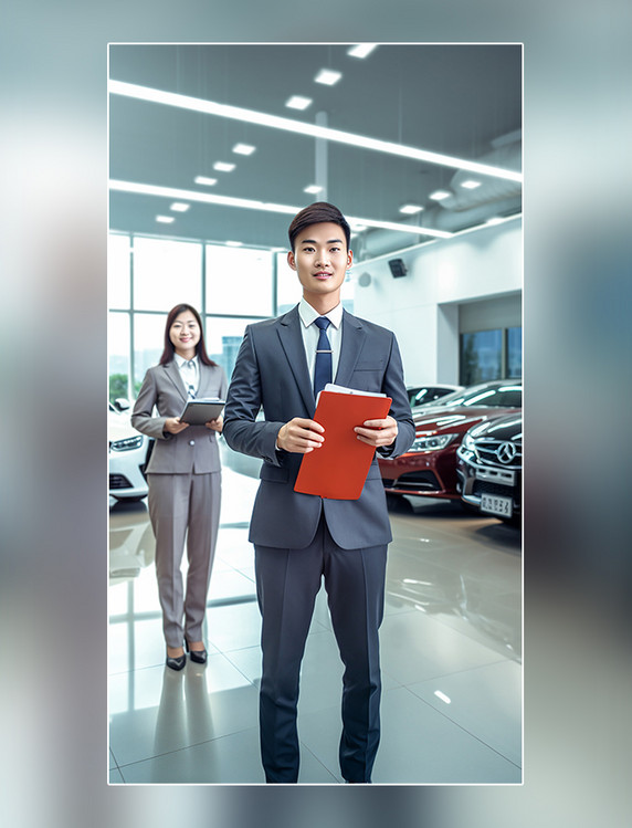 汽车行业两个销售4S店的汽车销售人员摄影图