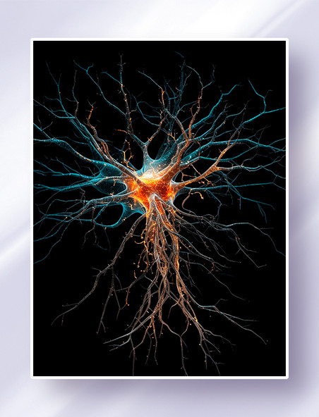 蓝橙色神经系统神经元细胞神经网络