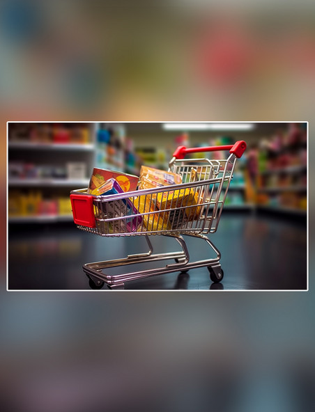超市购物车电商电子网络购物线上销售摄影图超级清晰