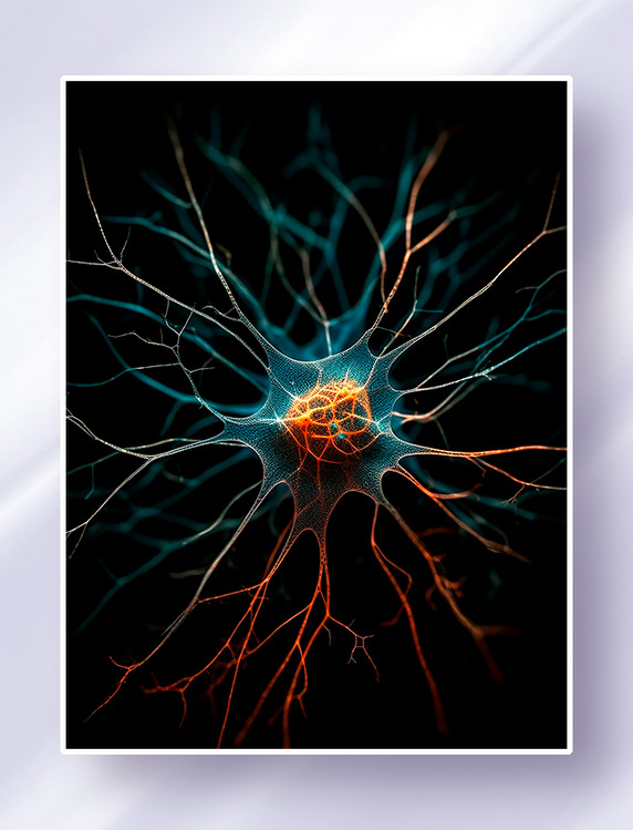 细腻高清神经元细胞神经网络轴突树突显微特写