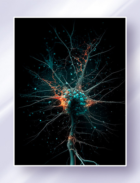 向外发散的神经元网络生物细胞树突轴突