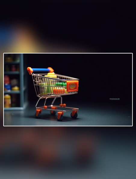 购物车摄影图超级清晰超市电商电子网络购物线上销售
