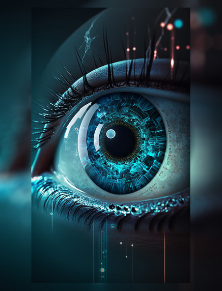 科技眼球未来蓝色真实世界之眼眼睛