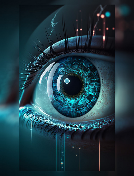 科技眼球未来蓝色真实世界之眼眼睛