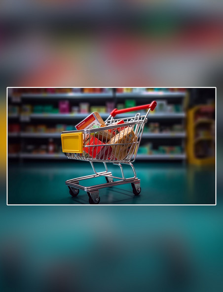 电商购物车超市电子网络购物线上销售摄影图超级清晰