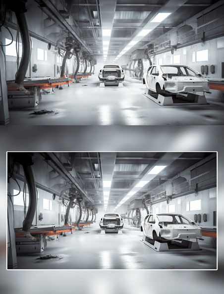 白色汽车零件车身生产制造场景摄影工厂