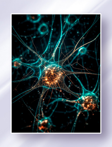 高清特写神经元网络神经细胞轴突树突结构