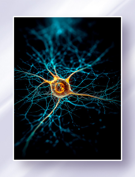 神经元网络神经系统蓝橙色树突轴突