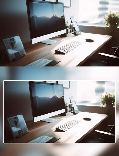 电脑键盘办公桌办公室场景摄影