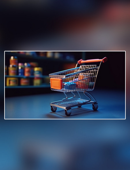购物车微型超市电商电子网络购物线上销售摄影图超级清晰