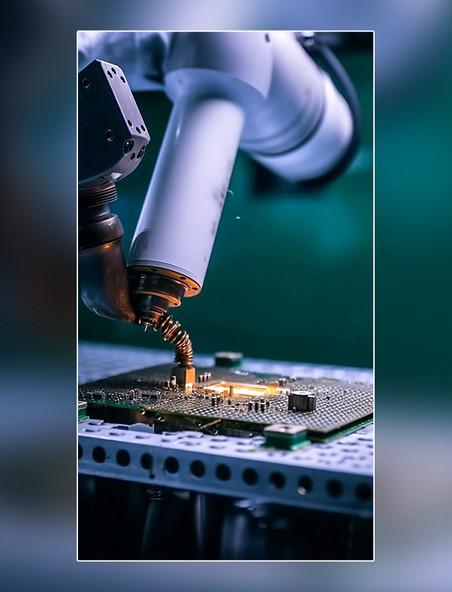 工厂印制板制造电路焊接机械摄影图