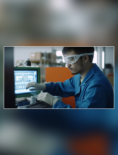 在工厂工程师设备测试戴着眼镜技术人员摄影图