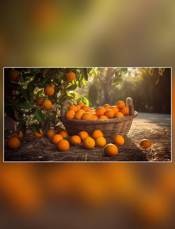 水果农场新鲜果实成熟的橙子在果园的树上新鲜橙子摄影图