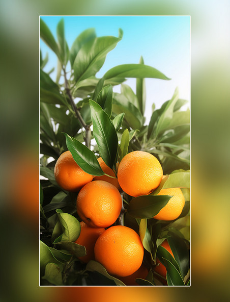 新鲜橙子橙子园水果农场新鲜果实成熟的橙子在果园的树上摄影图超级清晰