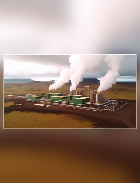 新能源地热发电站地热能摄影图