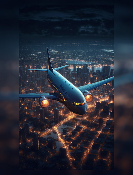 城市上空飞行飞机交通工具摄影感