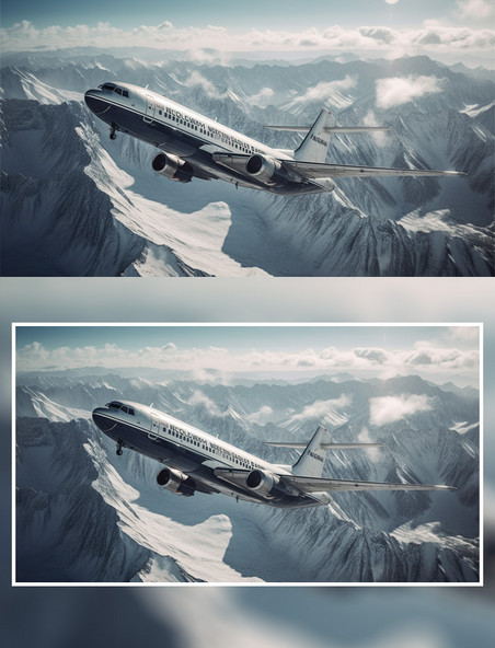雪山上升飞机交通工具摄影感