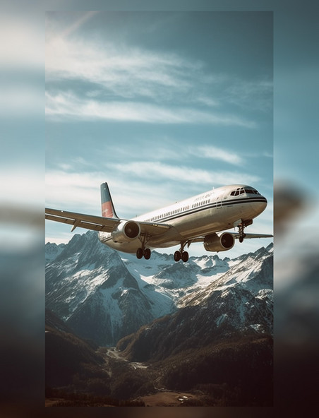 山脉蓝天竖屏飞机交通工具摄影感