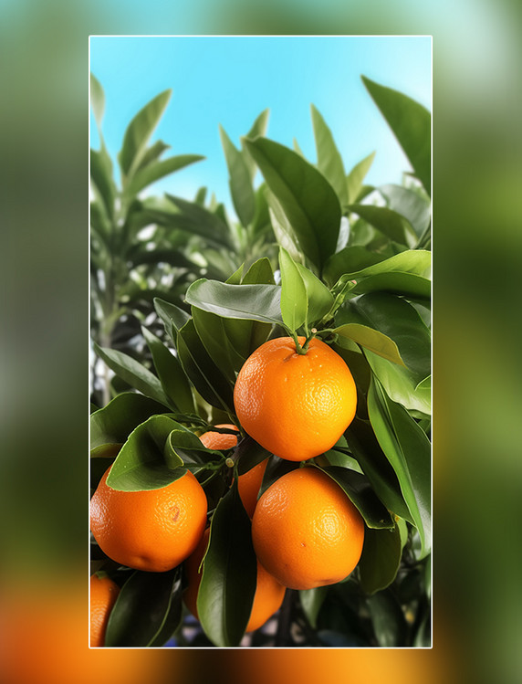 成熟的橙子橙子园水果农场新鲜果实在果园的树上新鲜橙子摄影图
