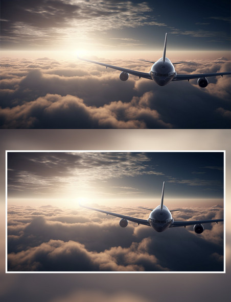 强烈的光云层上飞机交通摄影感