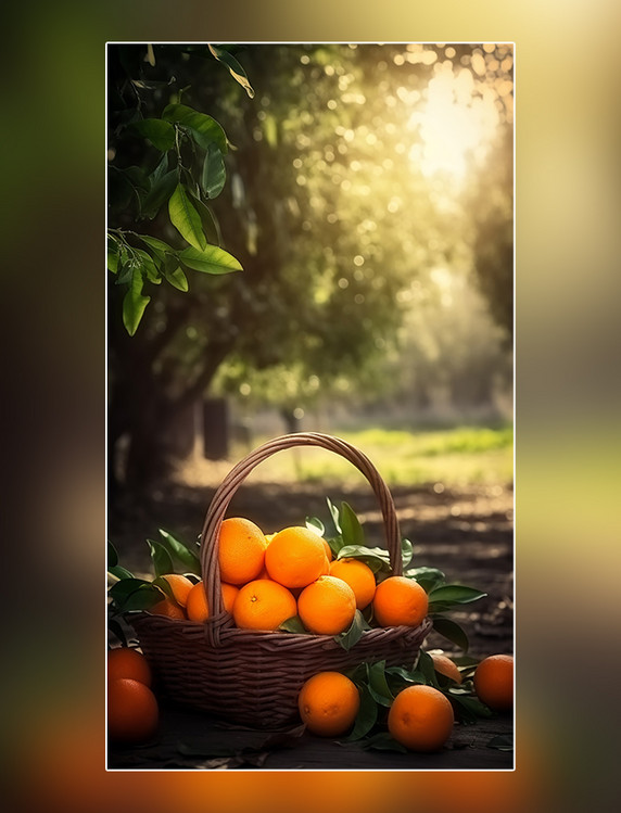 橙子园水果农场新鲜果实成熟的橙子在果园的树上新鲜橙子摄影图
