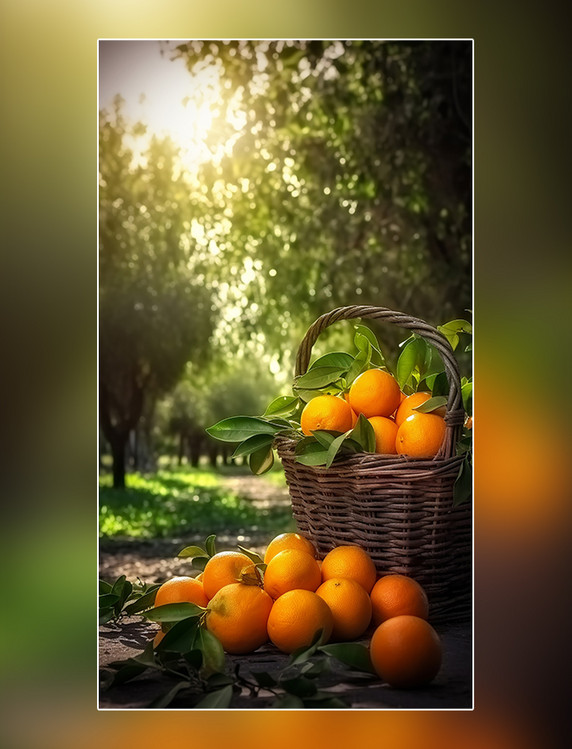 橙子园水果农场新鲜果实成熟的橙子在果园的树上新鲜橙子摄影图超级清晰