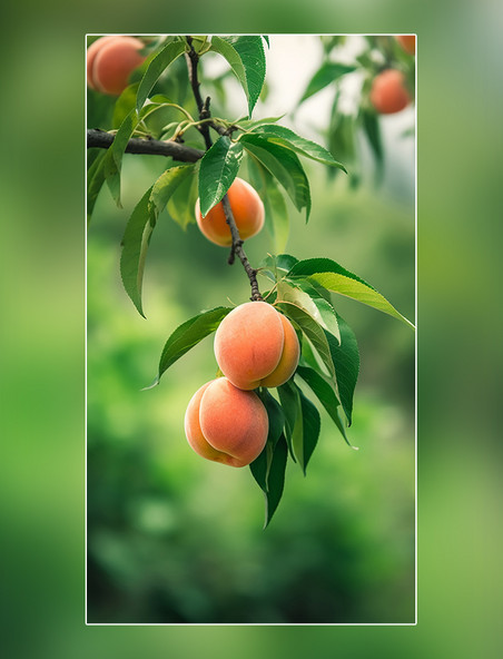 蜜桃树新鲜多汁摄影图桃子园水果农场新鲜桃子挂满果实