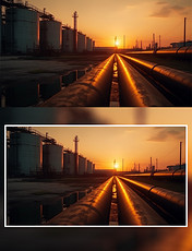 天然气管道写实摄影夕阳